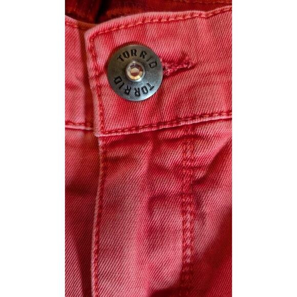 Torrid Womens Stiletto Ankle Zip Jeans 18 Red Poppy Mid Rise Denim Stretch - Picture 4 of 9
